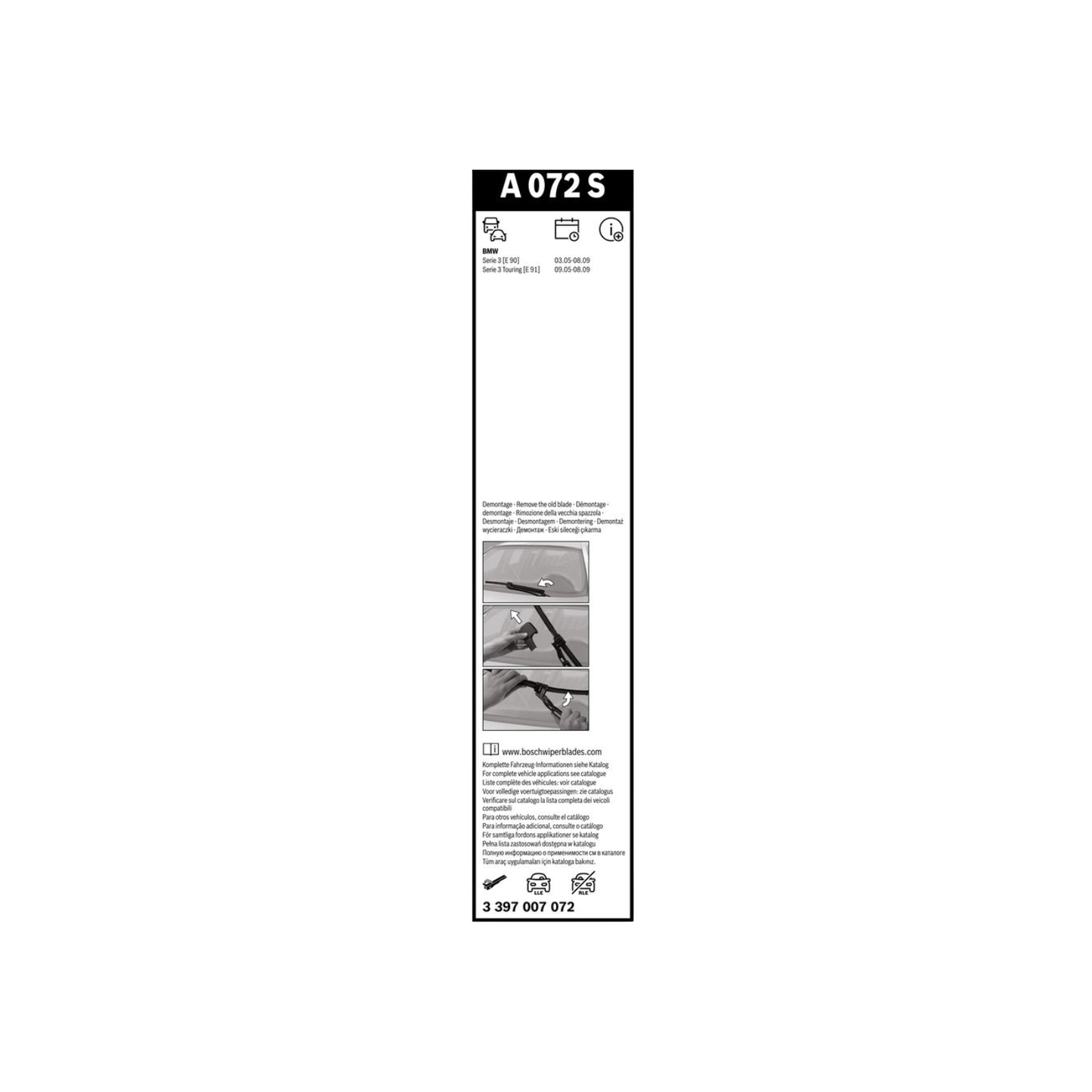 Spazzole Tergicristallo Anteriore Bosch Areo Twin (600mm) per BMW Serie 3 E90 / E91 Touring