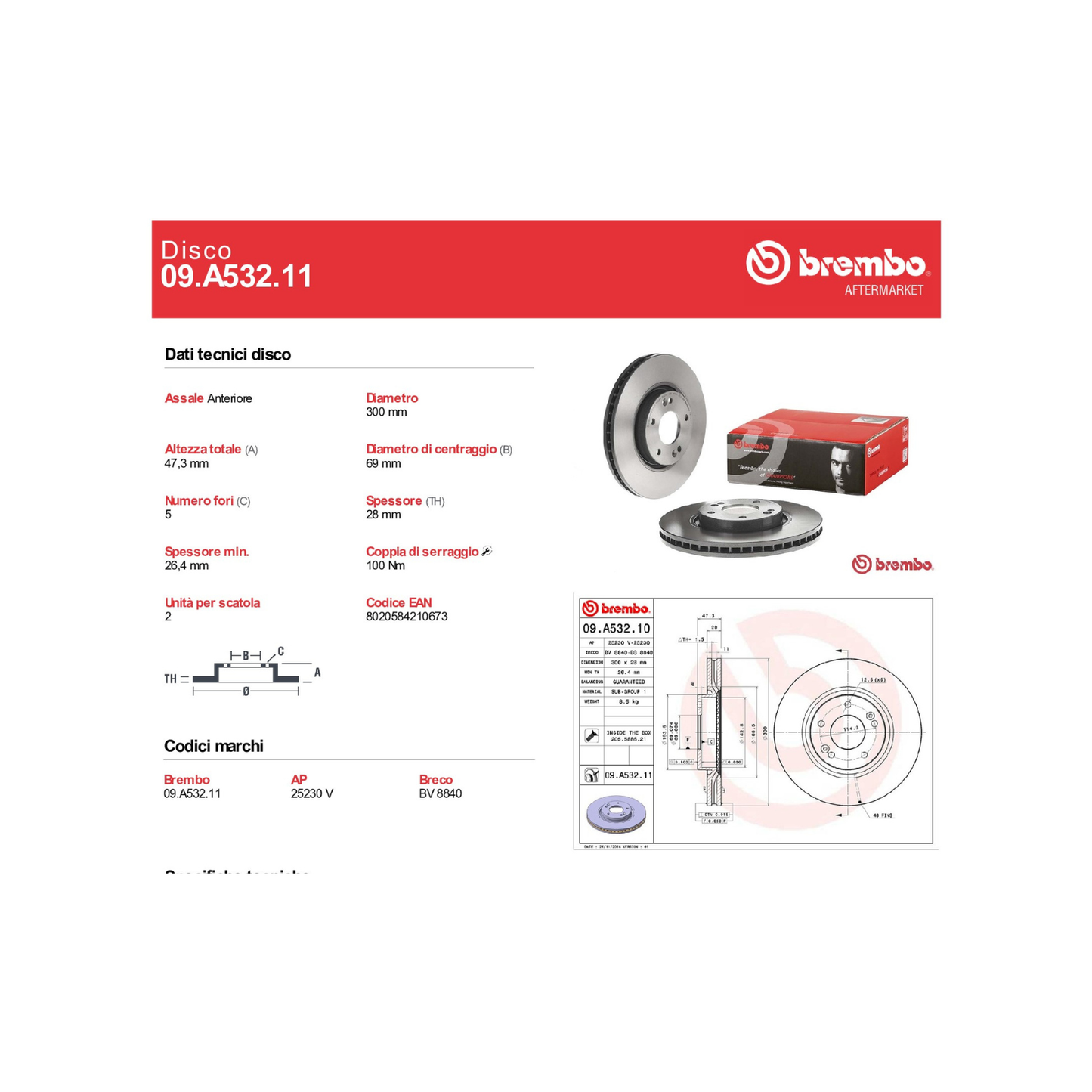 Kit Dischi Freni Anteriori Brembo per Hyundai i40 / Tucson (JM) / Kia Sportage III