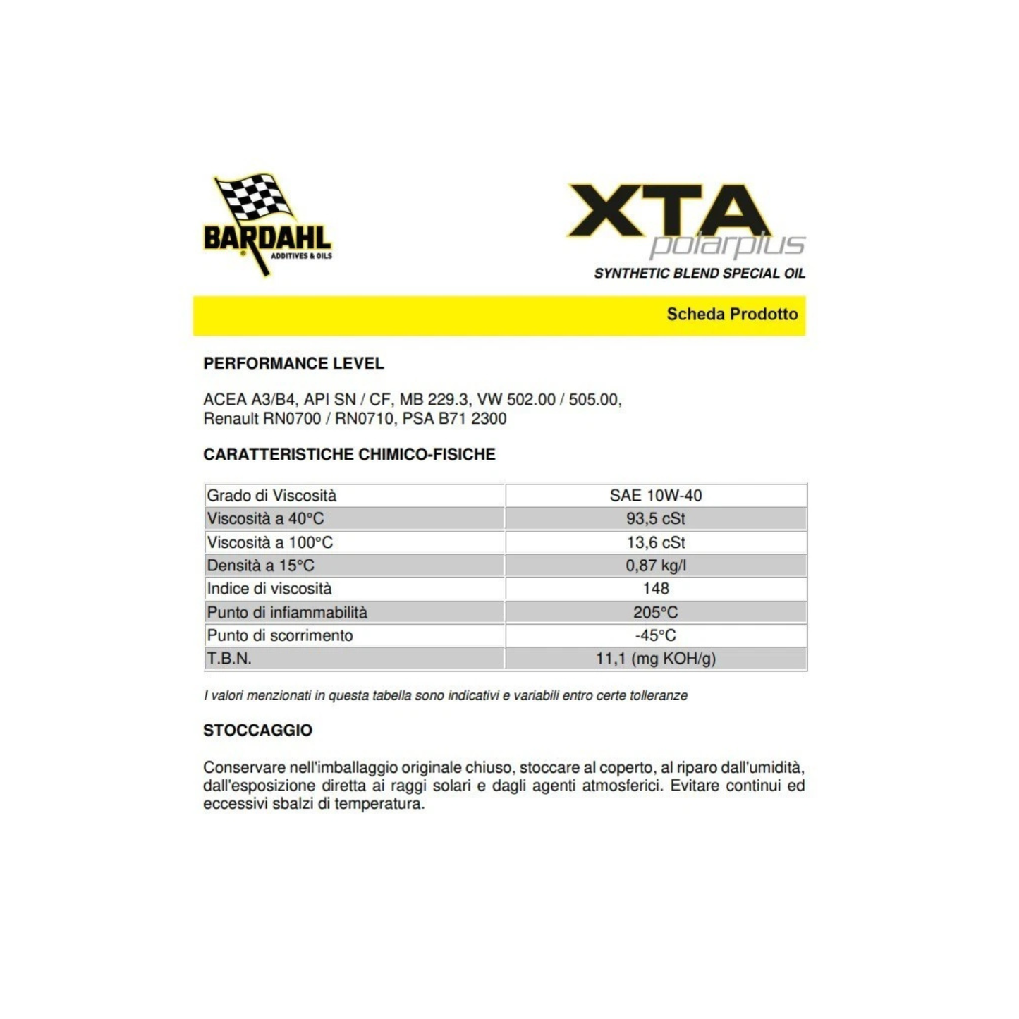 Olio Bardahl XTA 10W 40 1 Litro