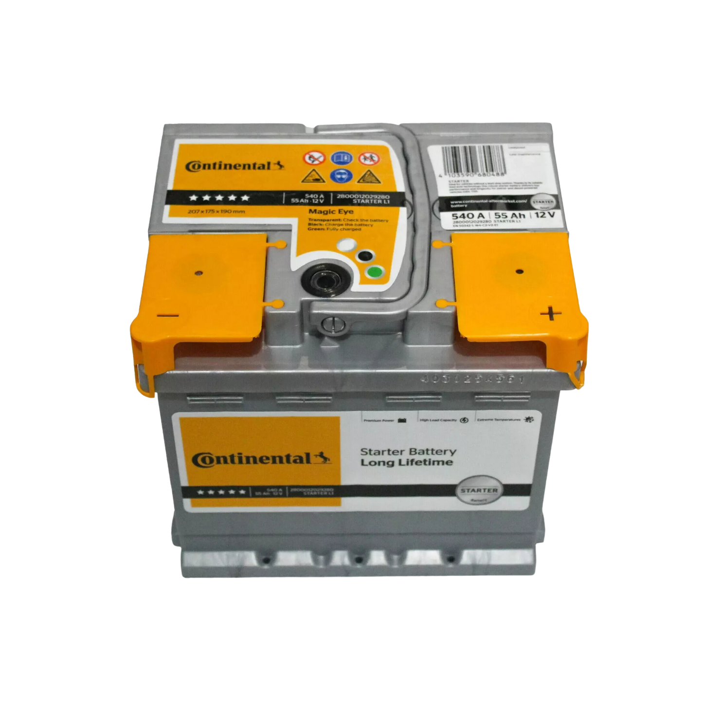 Batteria Auto Continental 55Ah 12V 540A – Polo Positivo a Destra