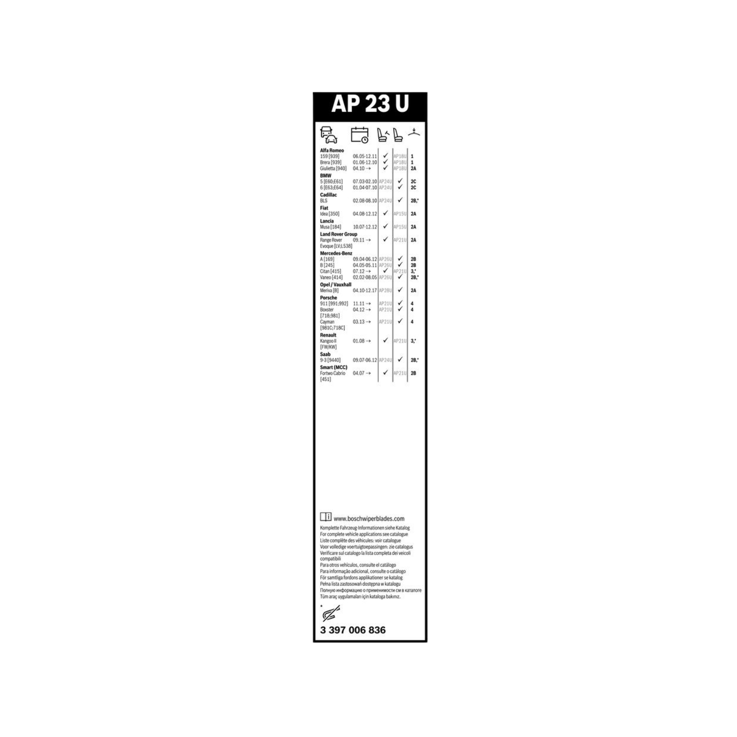 Spazzole Tergicristallo Anteriore Bosch Aereo Twin (575mm) per Alfa Romeo 159 / Giulietta / BMW Serie 5 (E60)