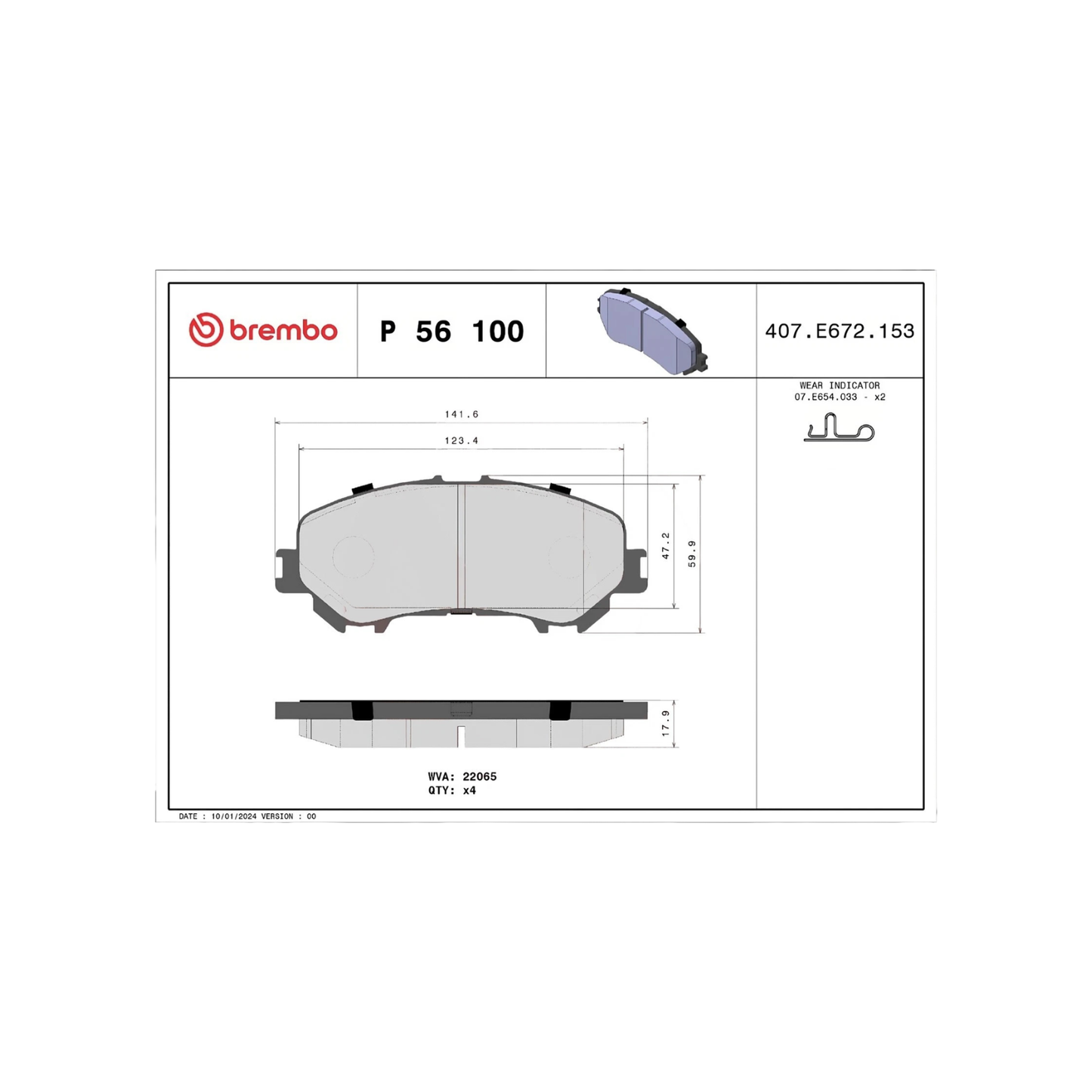 Kit Pastiglie Freni Anteriori + Posteriori Brembo per Nissan Qashqai J11 / Renault Kadjar