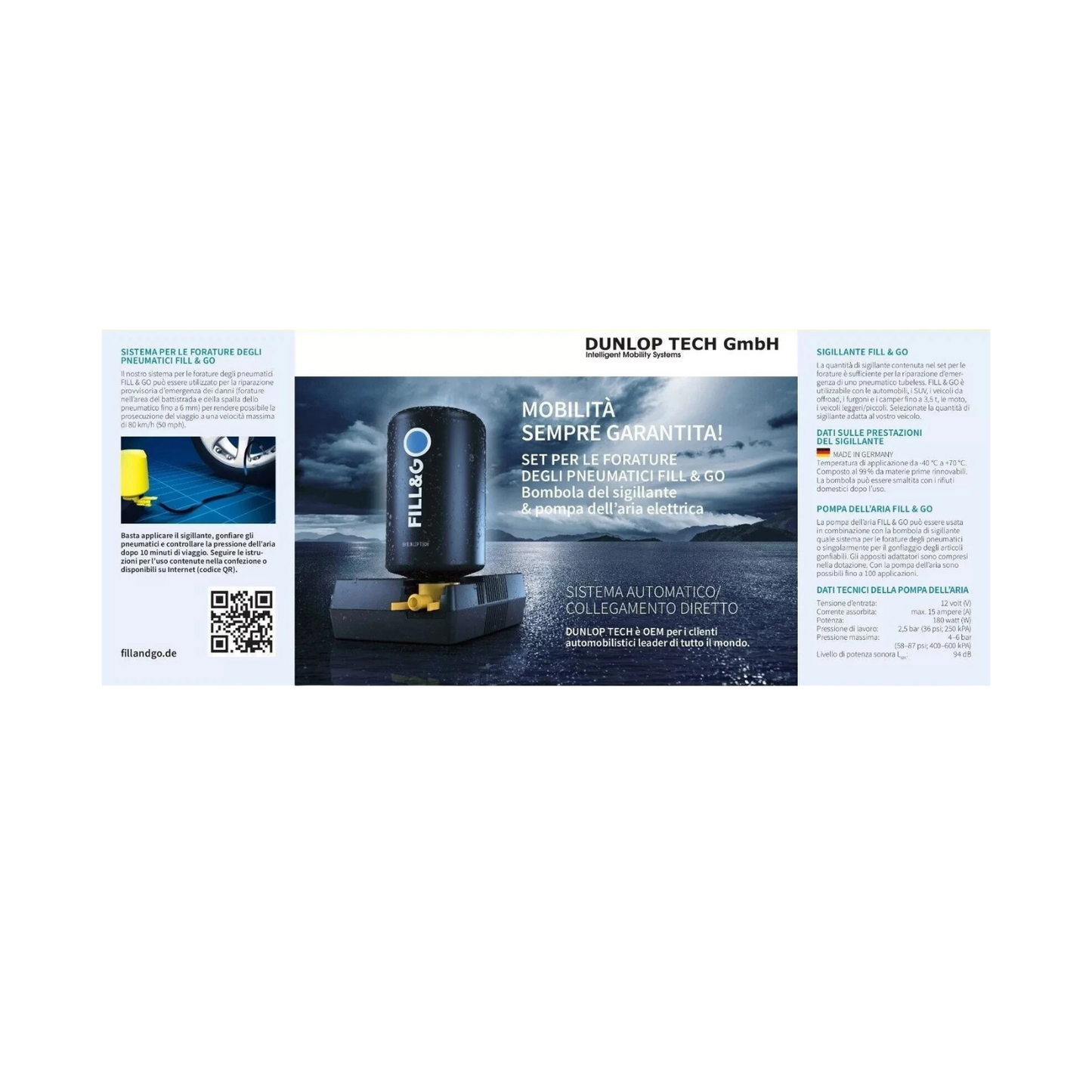 Kit Riparazione e Gonfiaggio Pneumatici Automatico – Dunlop 450ml