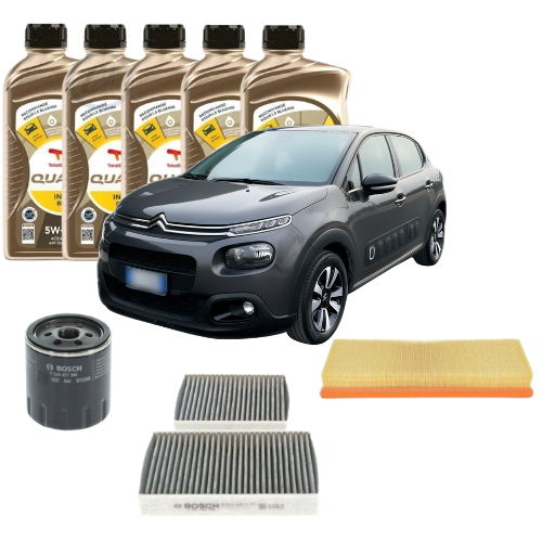 Kit Tagliando Citroën C3 1.2 THP Benzina 2021 - 3 Filtri Bosch + Olio Total Ineo RCP 5W30 5L