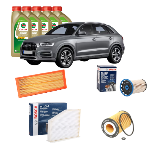 Kit Tagliando Filtri Bosch + 5L Castrol 5W-30 LL – Audi Q3 2.0 TDI 2016