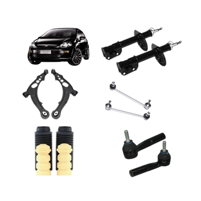 Kit Ammortizzatori + Bracci Anteriori + Supporti Anteriori + Tamponi Anteriori + Biellette Anteriori Per Fiat Punto Evo