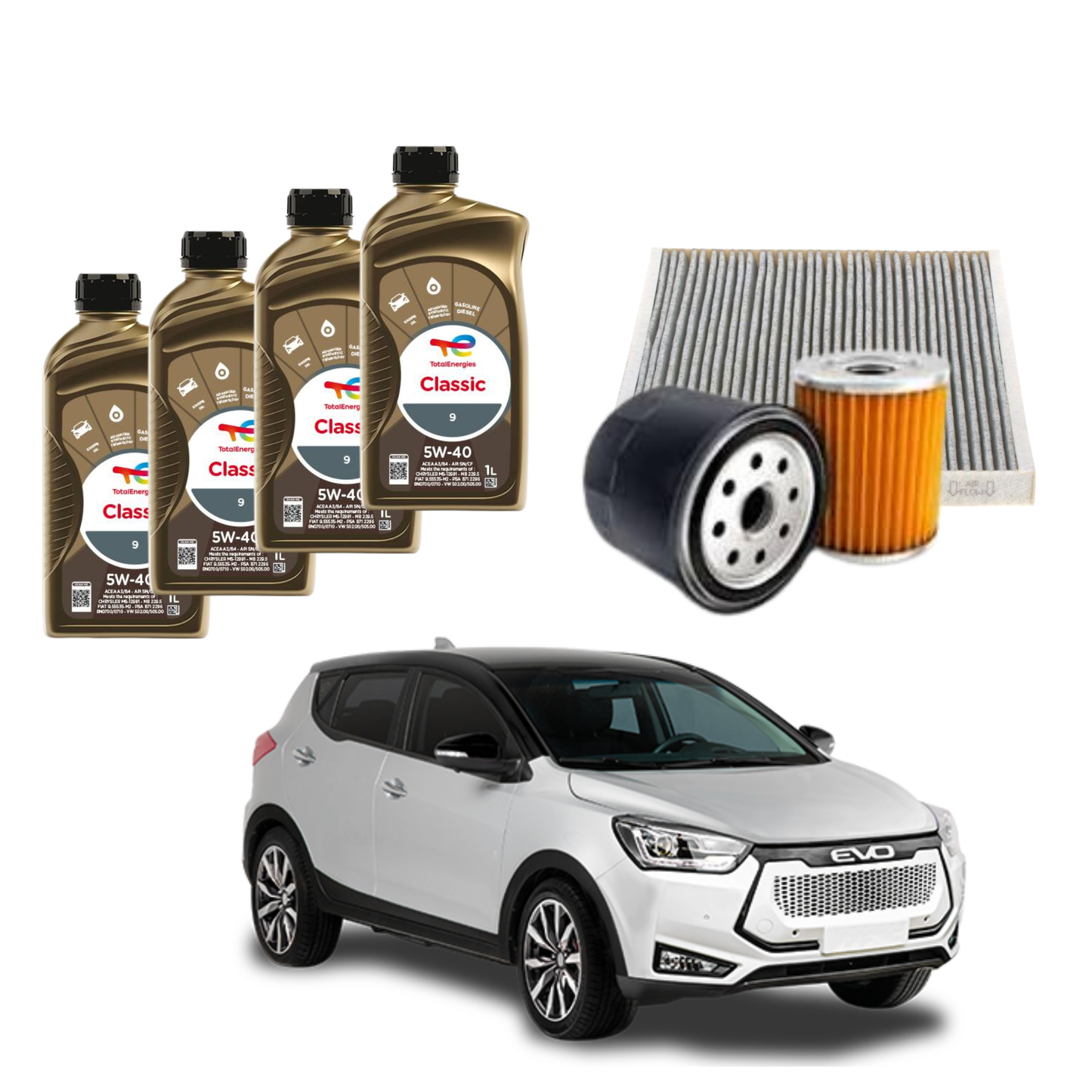 Kit Tagliando 3 Litri Olio + 4 Filtri | Evo / Evo 3 - 1.5 BiFuel