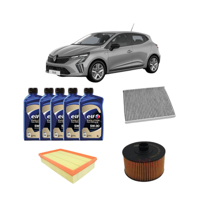 Kit Tagliando Renault Clio V 1.0 TCE – 3 Filtri + 5L Olio Elf Full Tech 5W-30