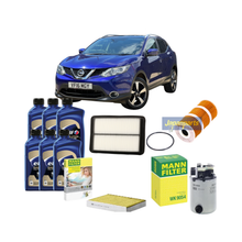 Kit tagliando Nissan Qashqai J11 con filtri ECO e MANN-FILTER e olio ELF 5W-30 6L