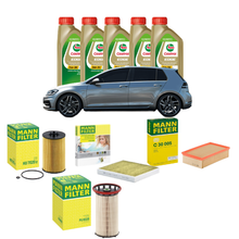Kit Tagliando Completo VW Golf VII 1.6 TDI 115 CV 2018 – 4 Filtri Mann + 5L Castrol Edge 5W-30 LL