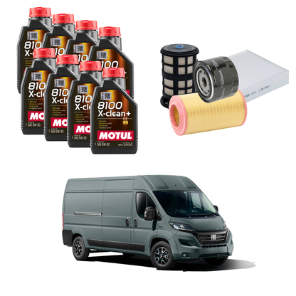 Kit tagliando Fiat Ducato 2.3 Euro 6D con 8L olio Motul 8100 Xclean e 4 filtri Japanparts