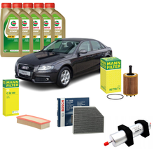 Kit Tagliando Completo Audi A4 B8 2.0 TDI - Filtri Bosch + Mann + Olio Castrol LL 5L