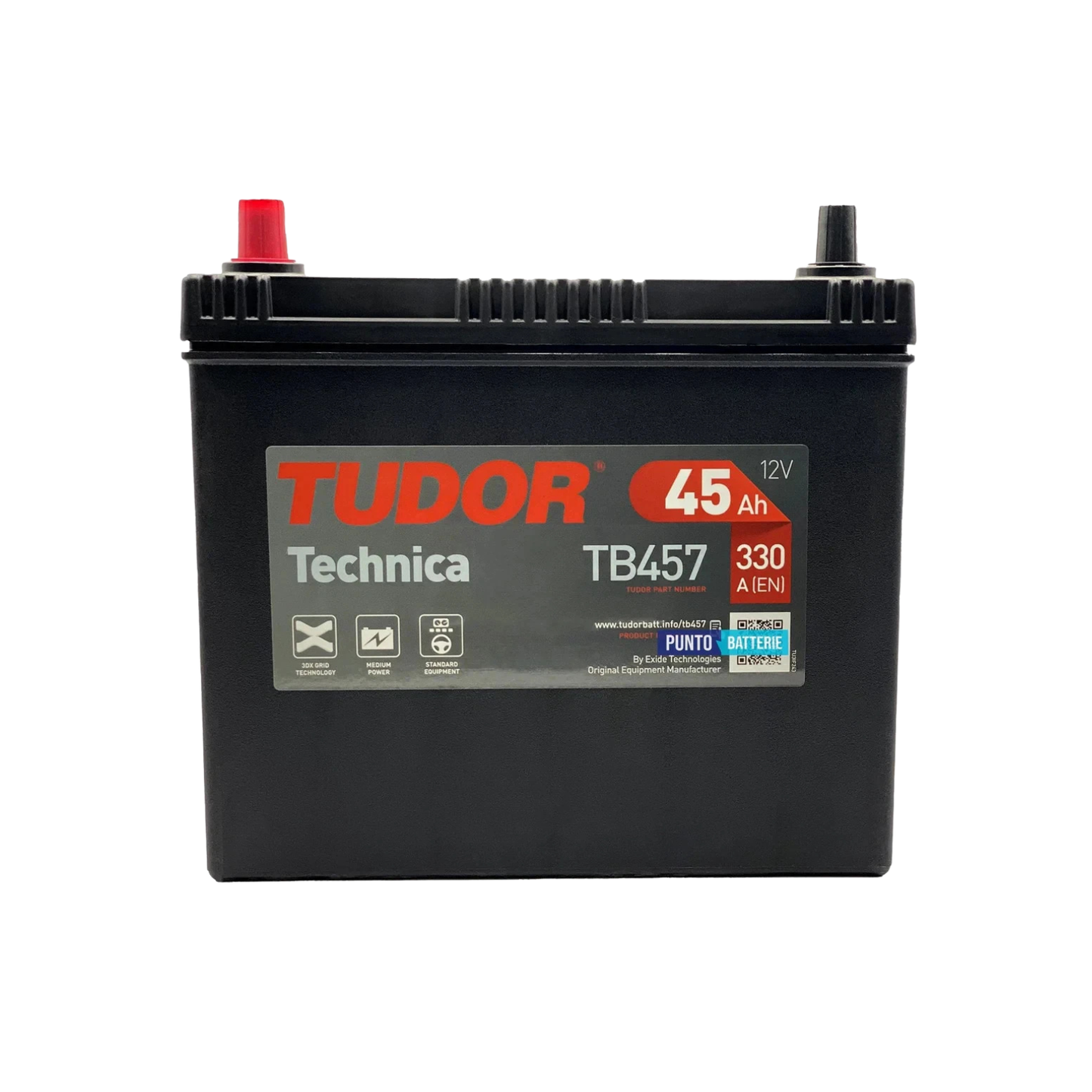 Accumulatore di Avviamento – Tudor TB457 45Ah 330A – Terminale Positivo Sinistro