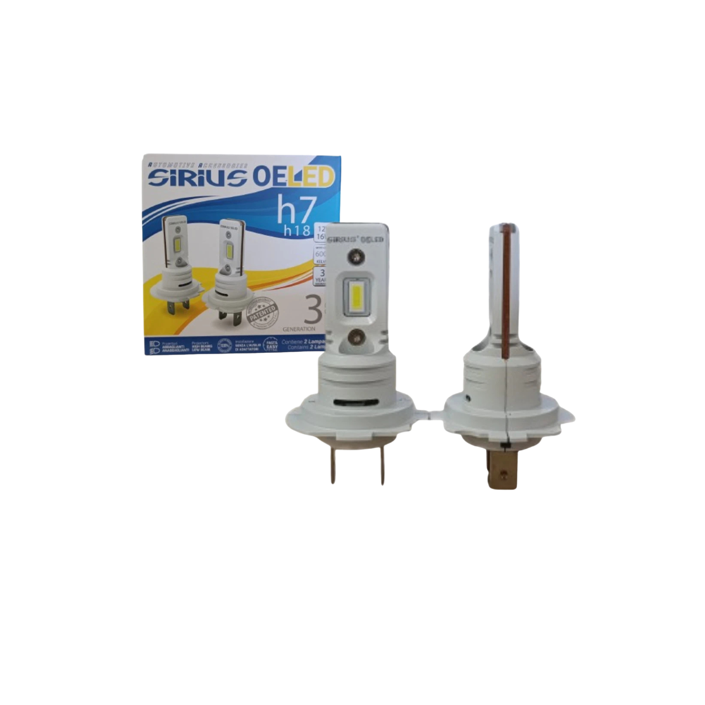 Kit 2 Lampade Sirius H7 H18 6000K Ice White Dimensioni Originali - No Adattatori