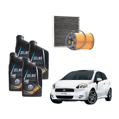Kit Tagliando Fiat Grande Punto 1.2 Benzina | 4 Litri Olio + Filtro Olio + Filtro Abitacolo