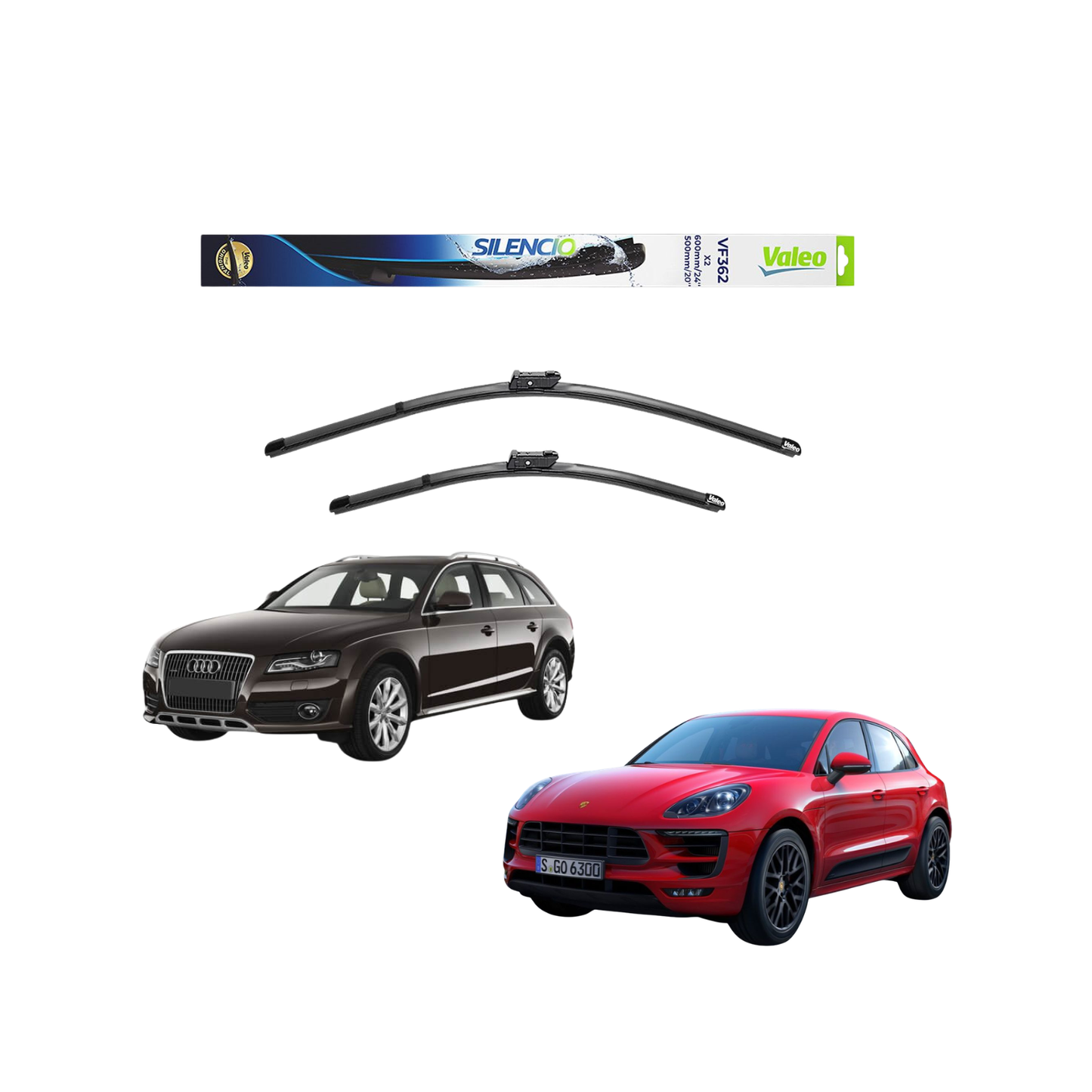 Spazzole Tergicristallo Anteriore Valeo Silencio (600mm) per Audi A4 Allroad (B8) / Q3 / Q5 / Porsche Macan (95B)