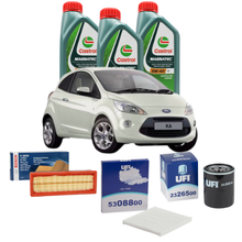 Kit Tagliando Ford Ka 1.2 Benzina 2010 - Filtro Aria + Abitacolo Bosch + Filtro Olio UFI + 3L Castrol Magnatec 5W40