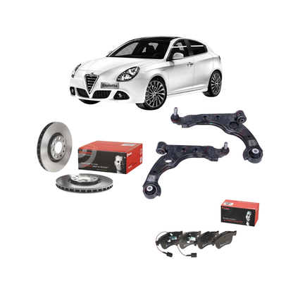 Kit Dischi e Pastiglie Freno Anteriori + Braccetti Destro e Sinistro per Alfa Romeo Giulietta