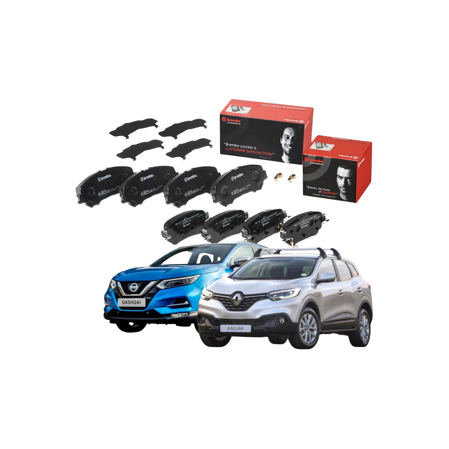 Kit Pastiglie Freni Anteriori + Posteriori Brembo per Nissan Qashqai J11 / Renault Kadjar