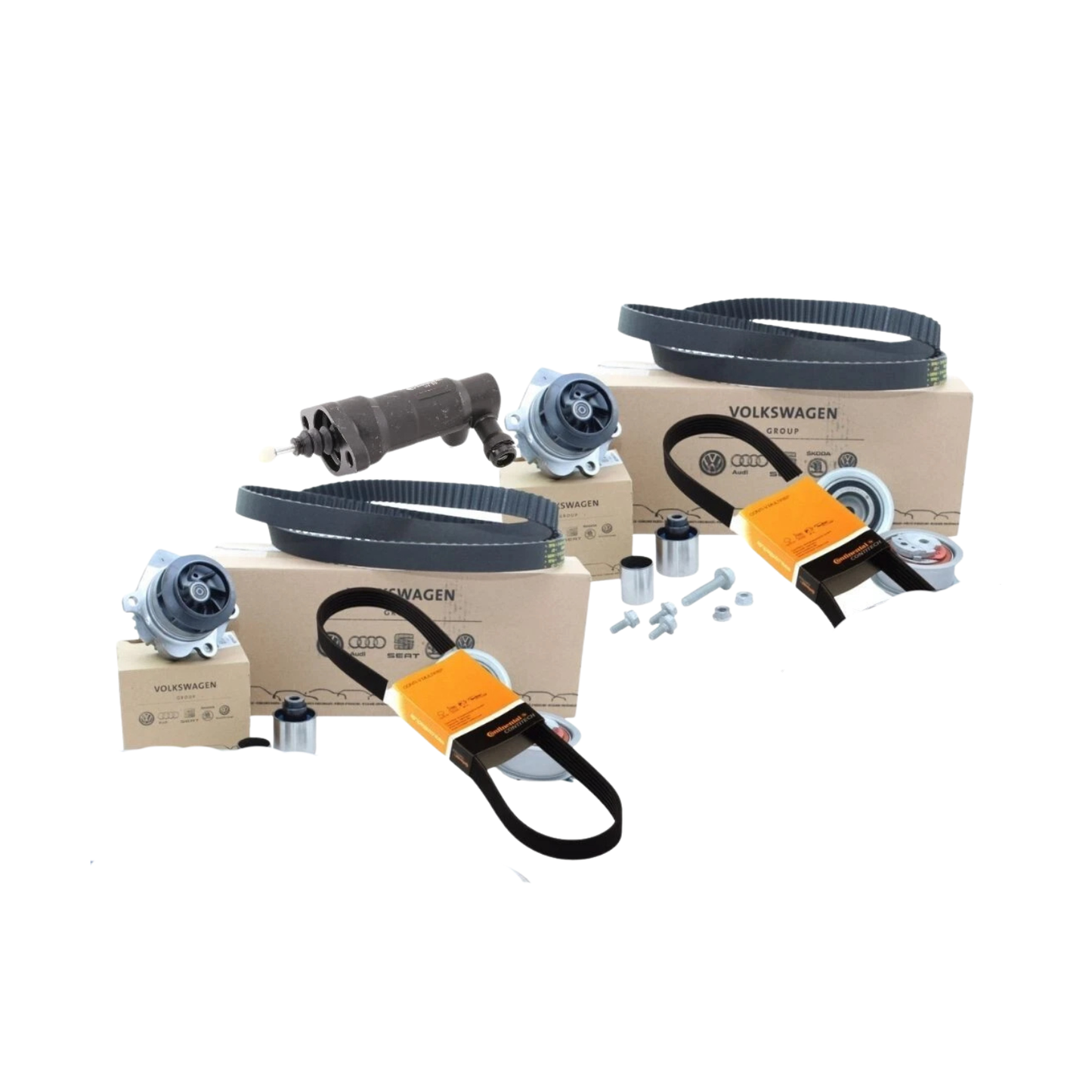Kit Distribuzione – Volkswagen / Audi / Skoda / Seat con Cinghia Esterna, Cilindretto Frizione e Pompa Acqua