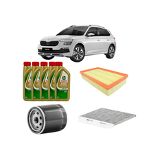 Kit Tagliando 3 Filtri + 5L Olio 0W-20 Castrol LL Life - Skoda Kamiq 1.5