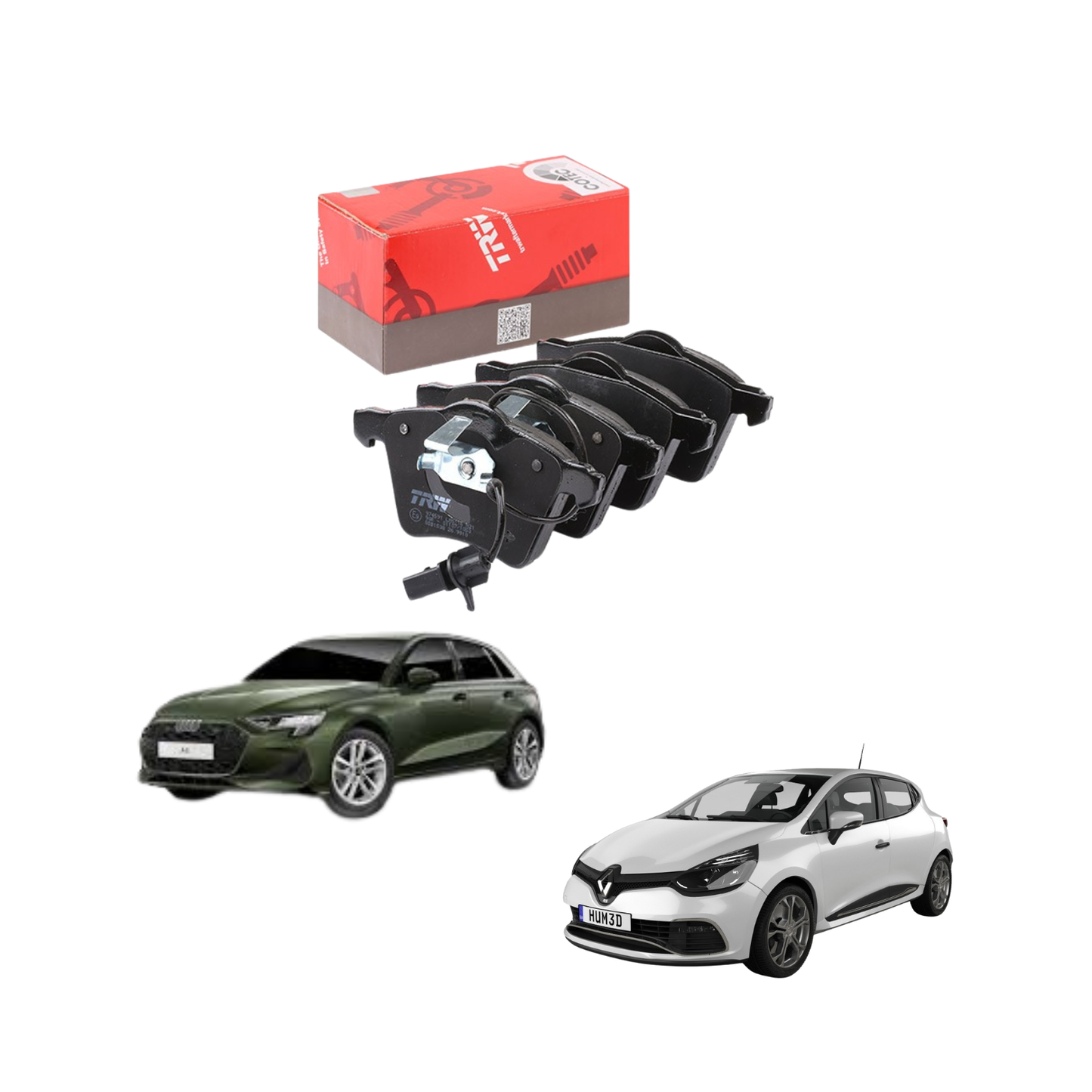 Kit 4 Pastiglie Freni Anteriori TRW per Audi A1 / A3 (8L1) / Sportback / A4 (B5) / Citroen C2 / C3 / C4 II / Peugeot 307 / 308 CC / Renault Clio III / Volkswagen Polo IV