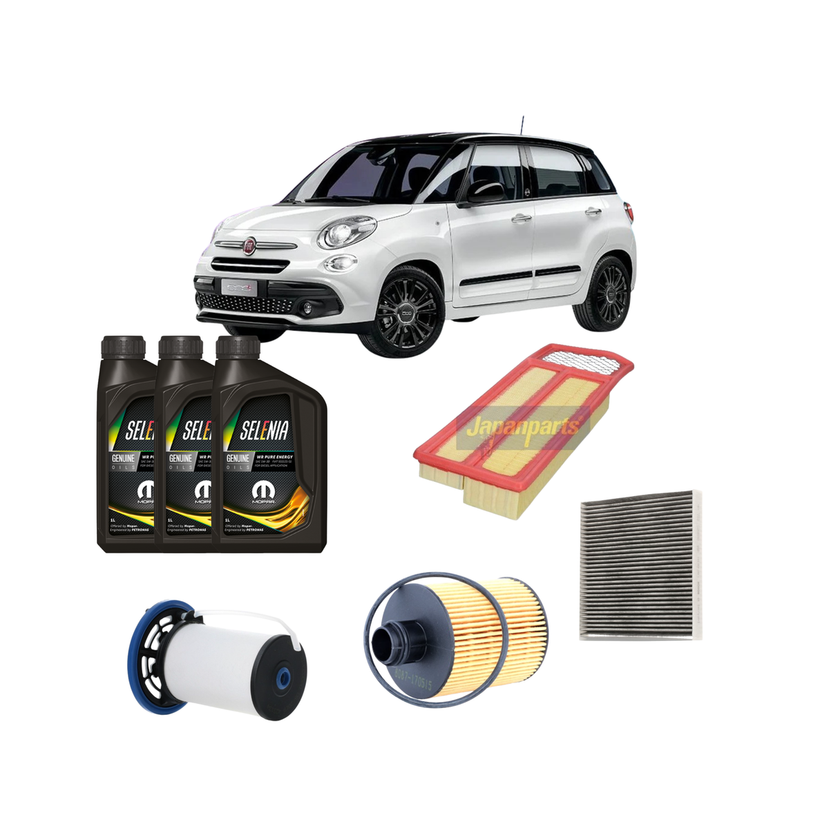 Kit Tagliando Fiat 500L – Selenia WR Pure Energy 5W-30 3L + 4 Filtri