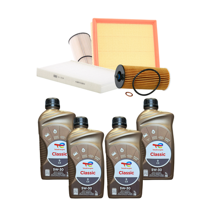 Kit Tagliando - 4 Litri Olio Total 5W 30 + 4 Filtri