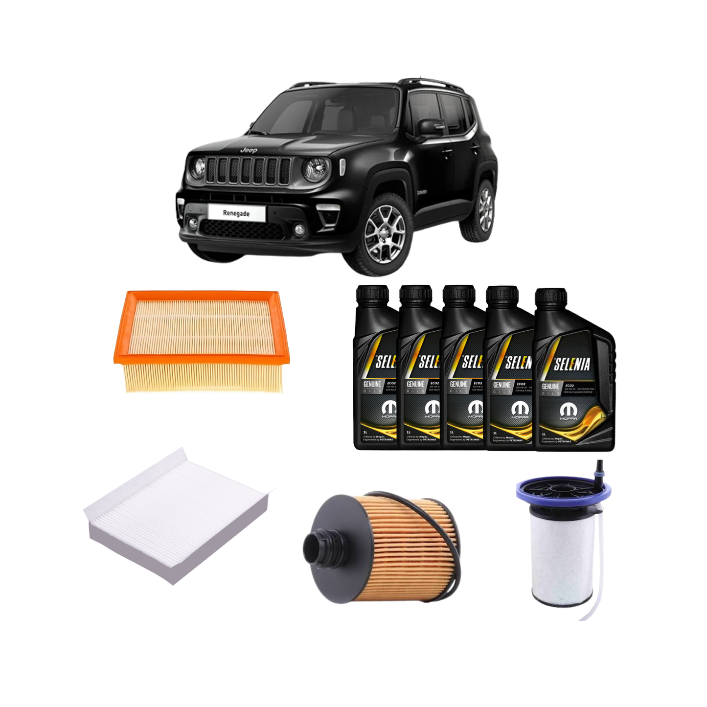 Kit Tagliando 4 Filtri + 5L Olio Selenia 0W-20 ECO2 – Jeep Renegade