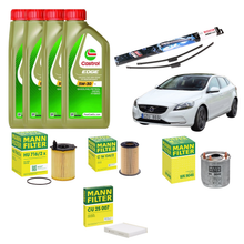 Kit Tagliando Castrol 5W-30 4L + Filtri Mann + Spazzole Bosch – Volvo V40 Hatchback D2 114cv Diesel