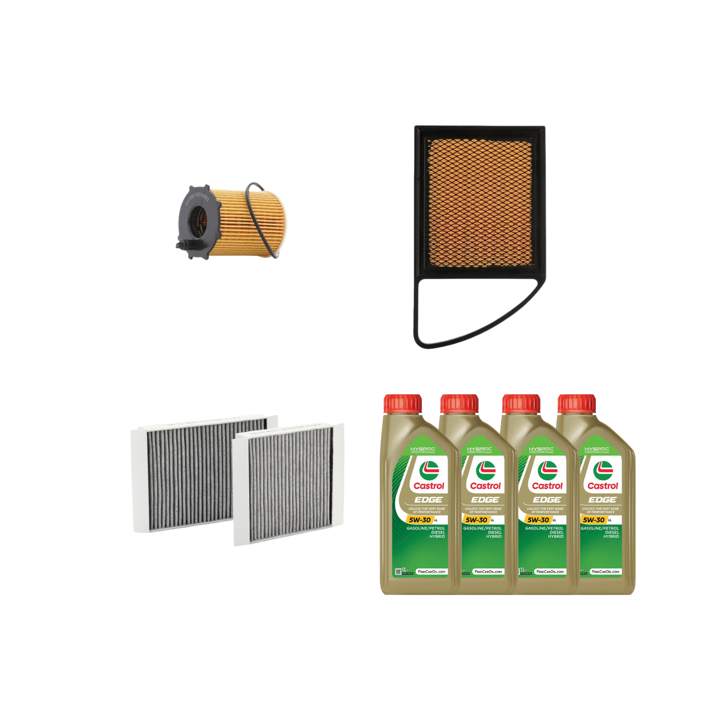 Kit Tagliando 3 Filtri + 4 Litri Olio Castrol Edge 5W30 – Peugeot 308