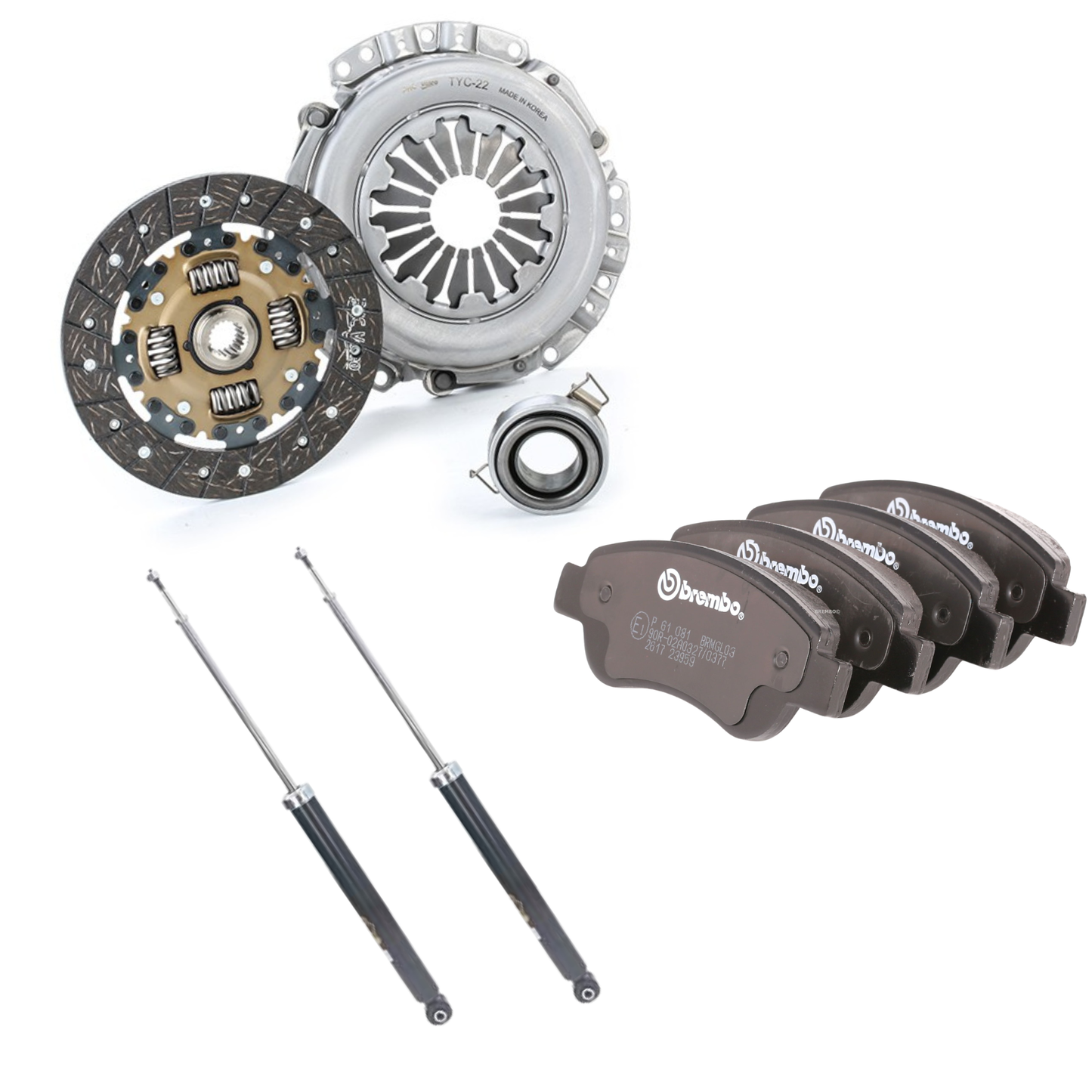 Kit Frizione Valeo + Pastiglie Anteriori Brembo + Ammortizzatori Posteriori Japanparts - Toyota Aygo 1.0