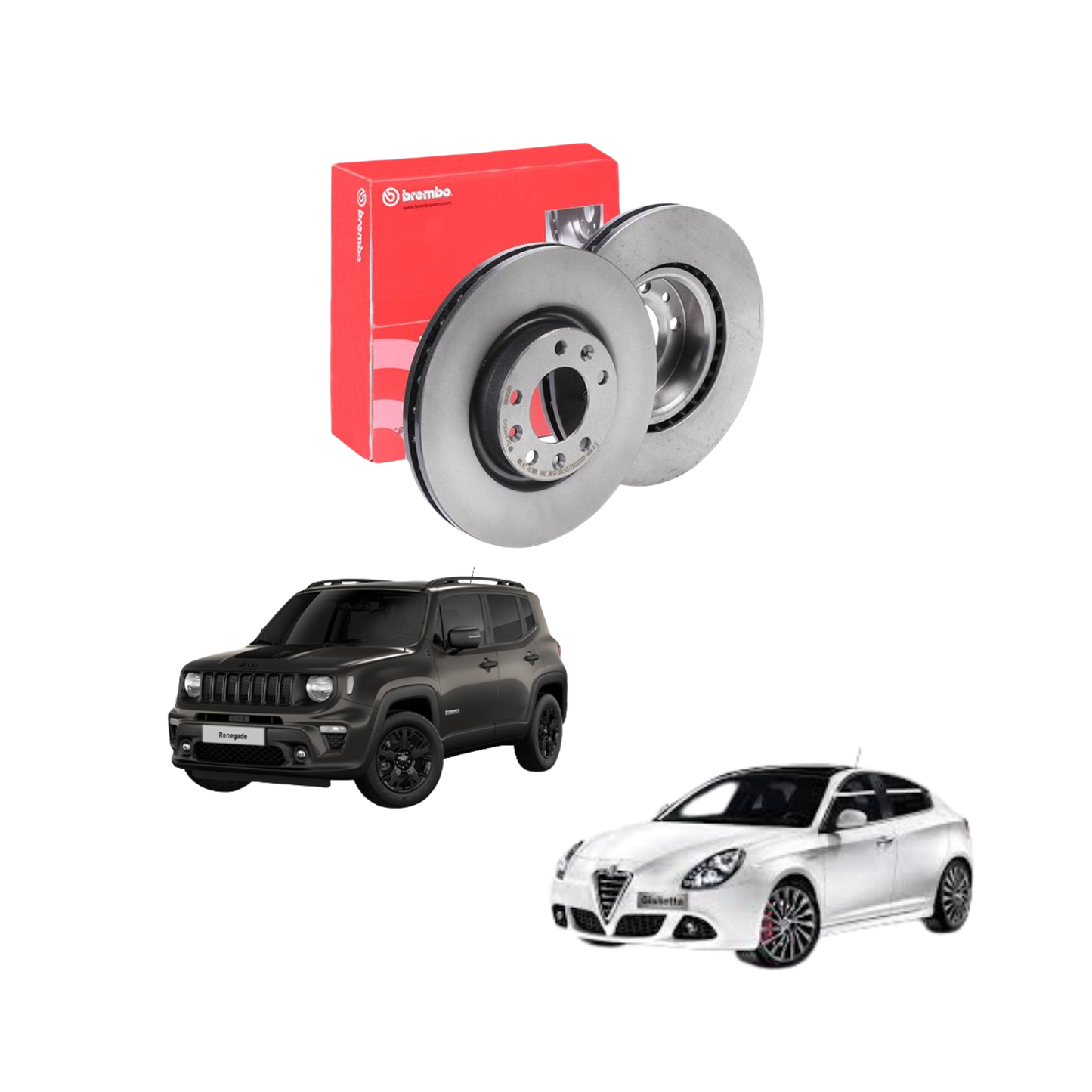 Kit Dischi Freni Anteriori Brembo per Alfa Romeo Giulietta / Fiat 500X / Jeep Renegade