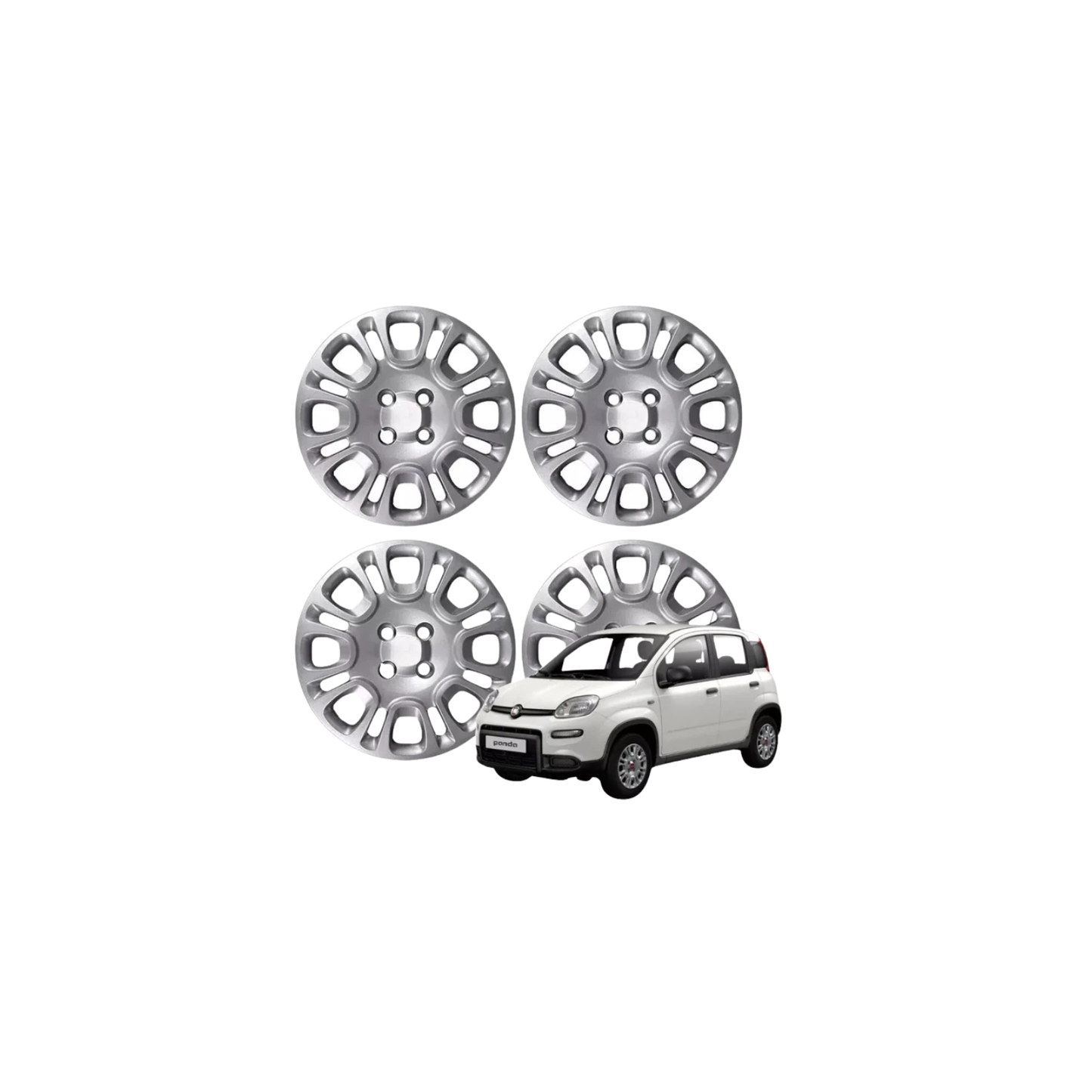 Set 4 Copricerchi, Coppe / Borchie Ruota 14'' – Per Fiat Panda 312 Dal 2012