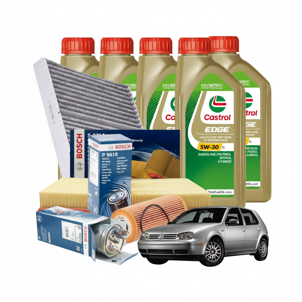Kit Tagliando Golf IV | 5 Litri Olio Castrol 5W 30 + 3 Filtri Bosch + Filtro Abitacolo Economico