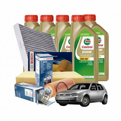 Kit Tagliando Golf IV | 5 Litri Olio Castrol 5W 30 + 3 Filtri Bosch + Filtro Abitacolo Economico