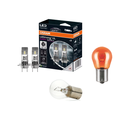 2 Lampade Led Plug e Play Osram H7 / H18  + 2 Lampadine P21W 12V (1 Bianca e 1 Arancione)