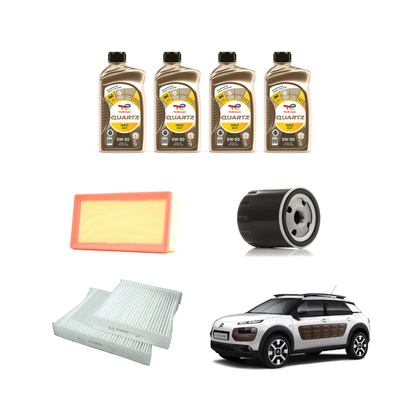 Kit Tagliando Citroen C4 Cactus 1.2 VTi | 4 Litri Olio + 3 Filtri