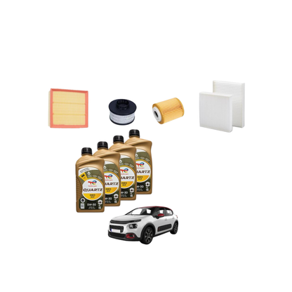 Kit Tagliando Citroën C3 1.5 + 4 Litri Olio Total 5W-30