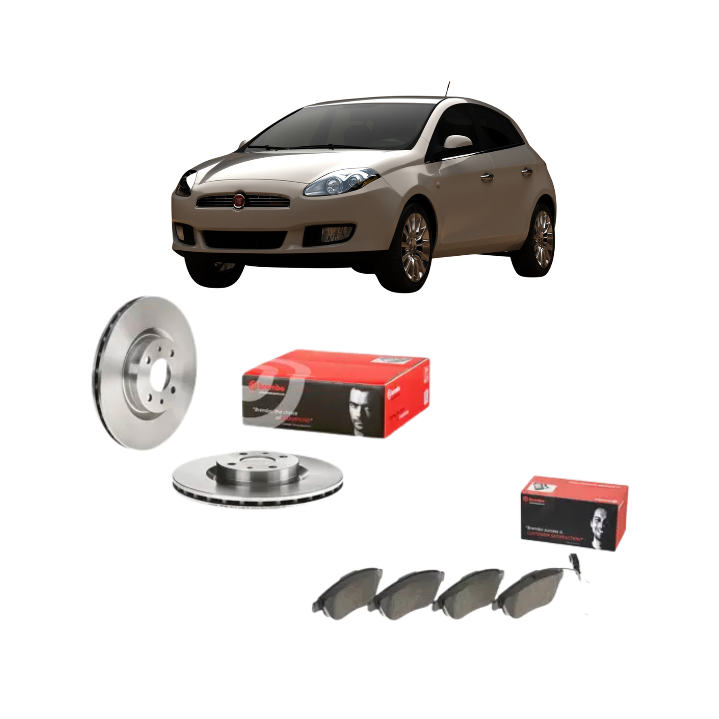 Kit Dischi + Pastiglie Freni Anteriori Brembo – Fiat Bravo II 1.6 Multijet (2007–2014)