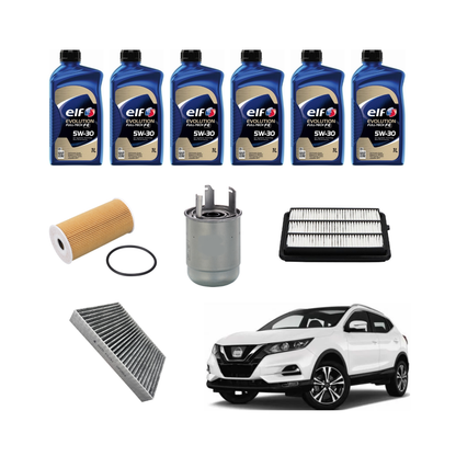 Kit Tagliando Nissan Qashqai J11 1.7 DCi | 6 Litri Olio + 4 Filtri (Filtro Abitacolo a Carboni Attivi)