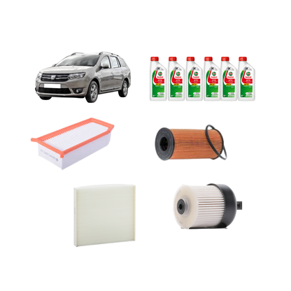 Kit Tagliando 4 Filtri + 6L Olio Castrol GTX 5W-30 (RN17) per Dacia Logan MCV II