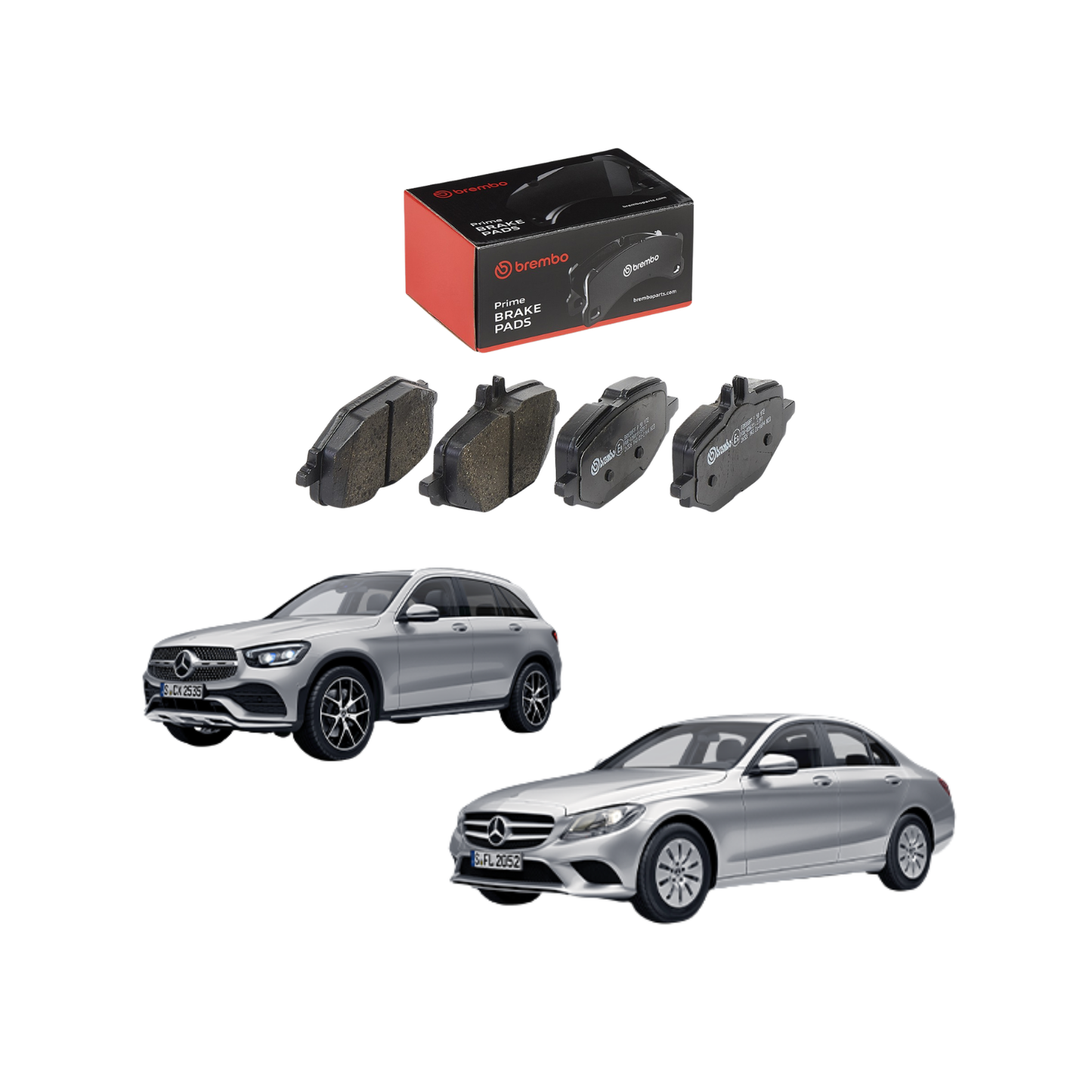 Kit 4 Pastiglie Freni Anteriori Brembo per Mercedes-Benz Classe C W205 / GLC X253 / GLC Coupé C253