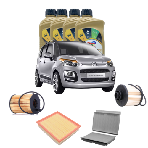 Kit Tagliando 4 Filtri + 4L Total Ineo First 0W30 Citroën C3 Picasso 1.6 BlueHDi 2016