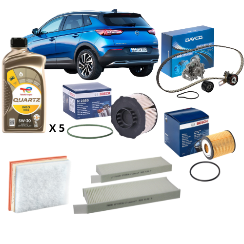 Kit Tagliando Completo + Distribuzione con Pompa Acqua Dayco – Opel Grandland 1.5 Turbo 2018
