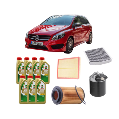 Kit Tagliando 4 Filtri + 7L Castrol 5W-30 LL Life - Mercedes-Benz Classe B W246 180 CDI