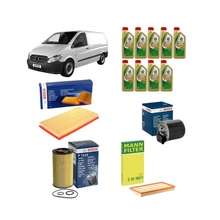 Kit Tagliando 3 Filtri Bosch + 1 Mann Filter + 9L Olio Castrol 5W-30 LL per Mercedes-Benz Vito