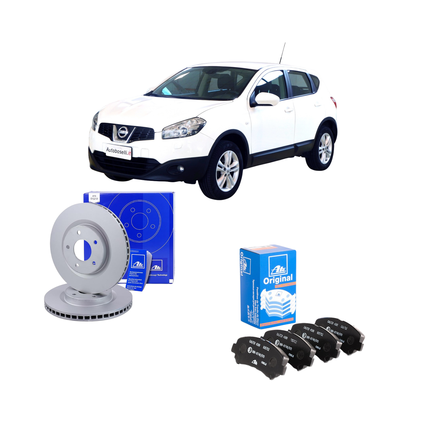 Kit Dischi + Pastiglie Freni Anteriori ATE — Nissan Qashqai I 2011