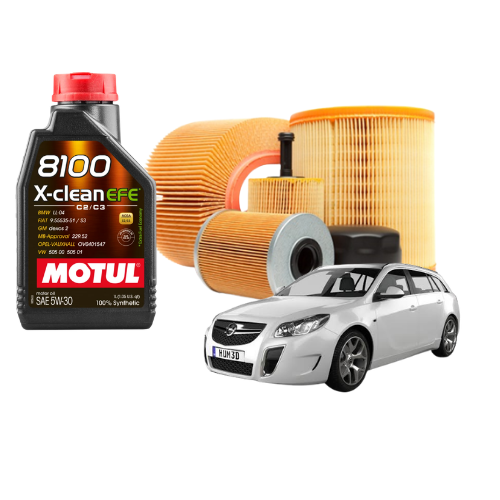Kit Tagliando Opel Insignia 2.0 2012 – Motul 8100 X-Clean 5W-30 EFE 5L + 3 Filtri Mann