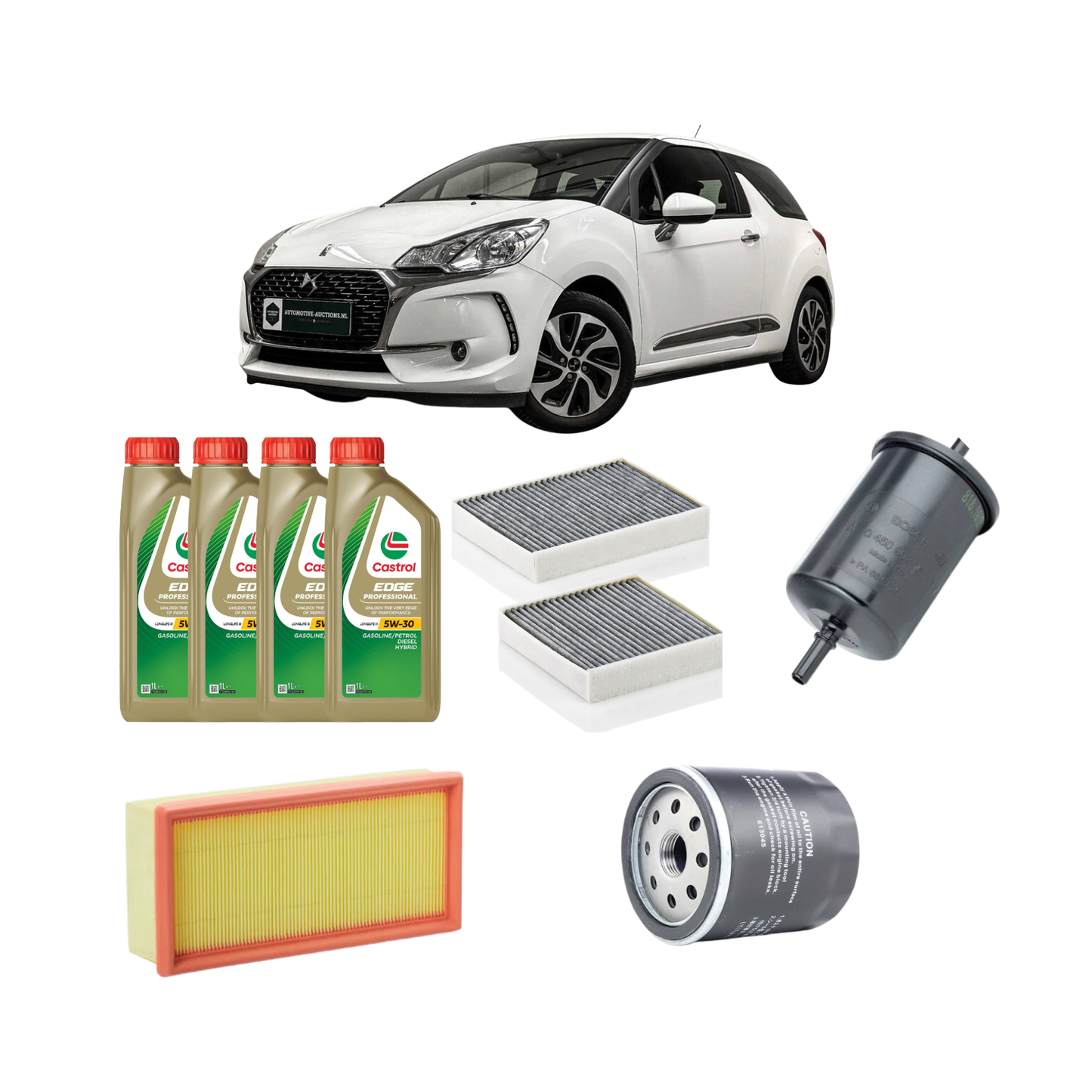 Kit Tagliando 4 Filtri + 4L Olio Castrol 5W-30 LL — DS3 1.2